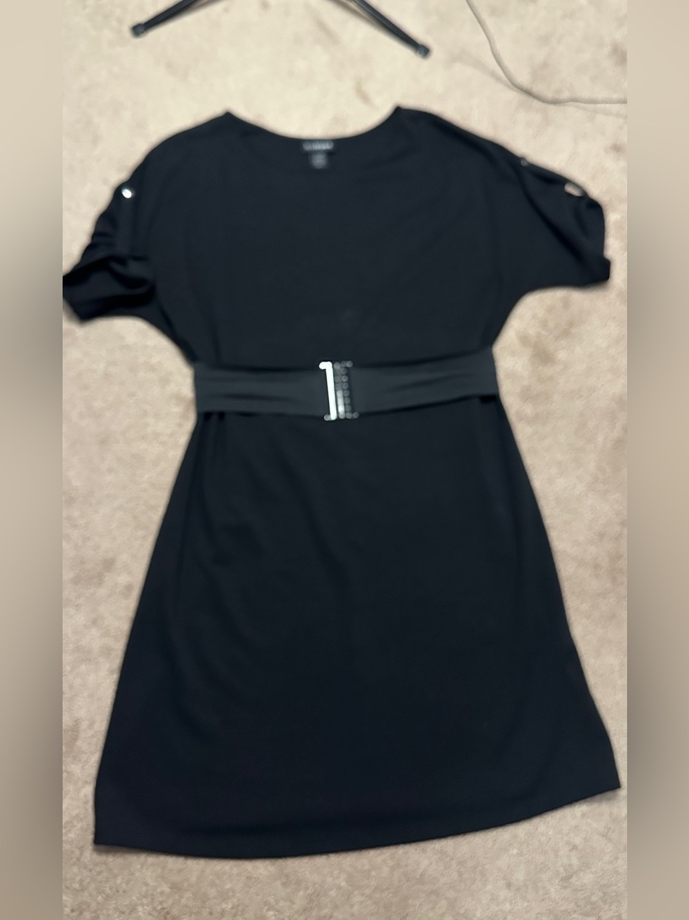 Lane Bryant Black Midi Dress with Cinch Buckle Waist